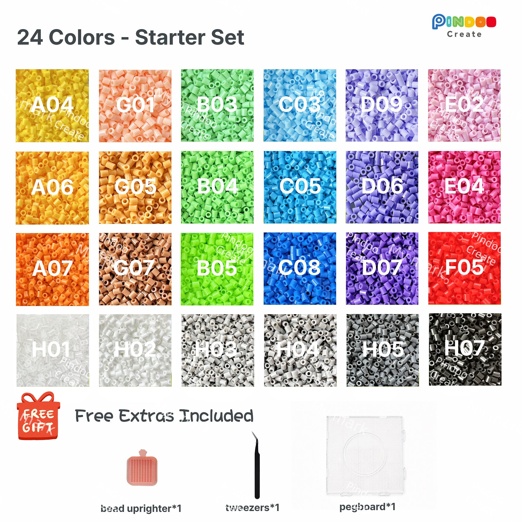 24 Colors Starter Set Fuse Beads Collection, 2.6mm Strijkkralen