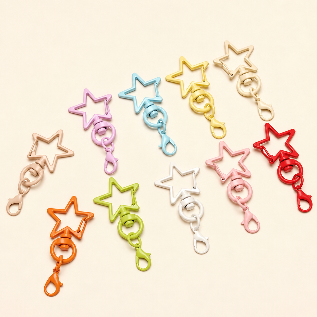Baby Blue Star Keychain Clasp, Painted Metal Lobster Clasp for DIY Crafts Bag Charms