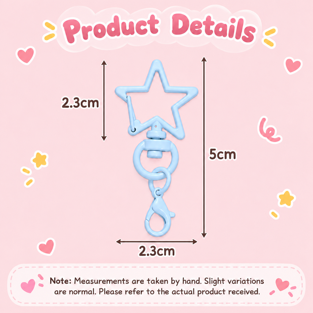Baby Blue Star Keychain Clasp, Painted Metal Lobster Clasp for DIY Crafts Bag Charms