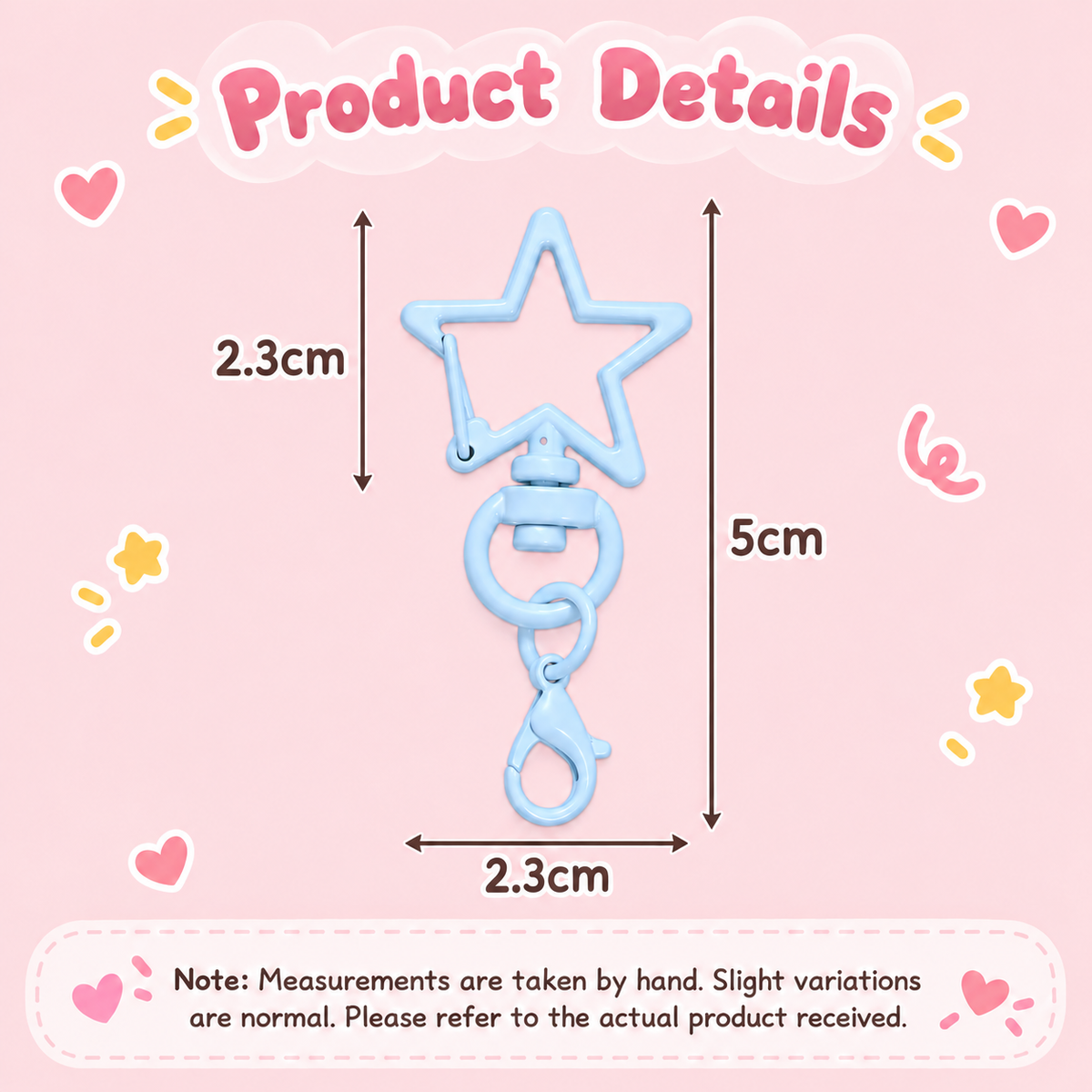 Baby Blue Star Keychain Clasp, Painted Metal Lobster Clasp for DIY Crafts Bag Charms