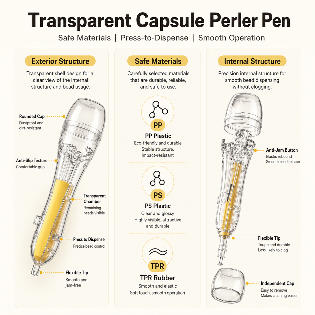 Capsule Fuse Beads Pen with 4 Capsules, Mini Fuse Bead Placement Tool