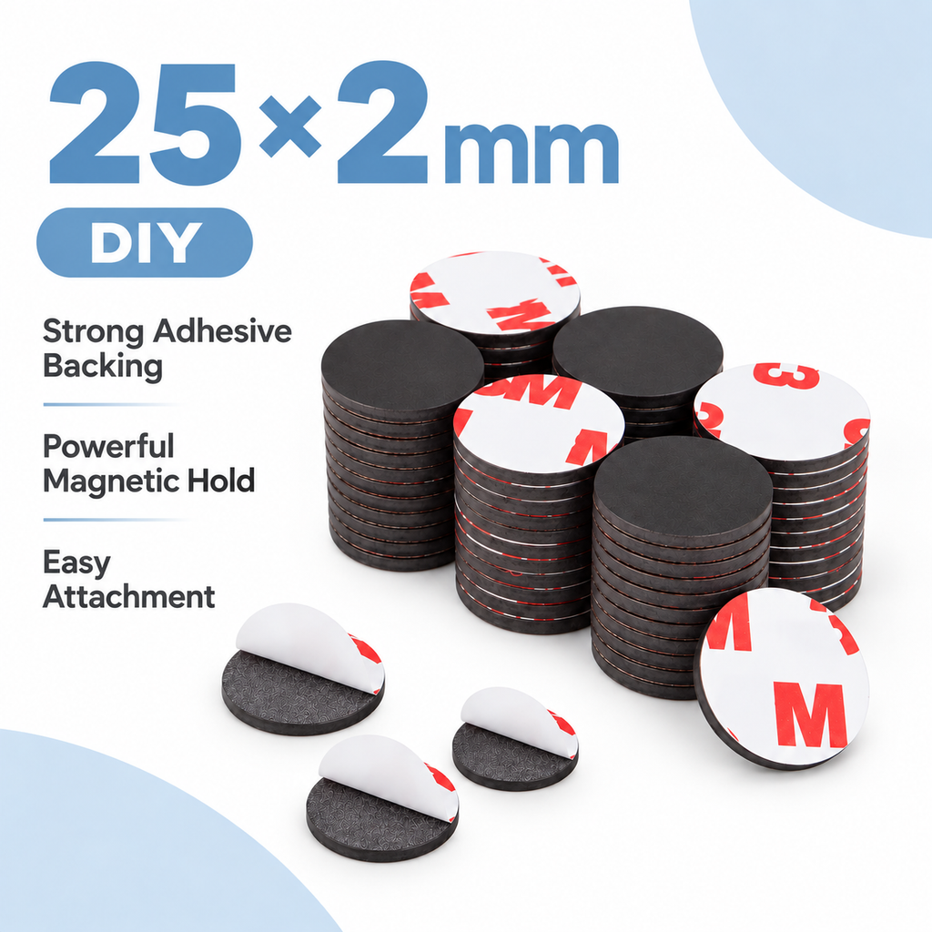 25 x 2 mm Flat Round Craft Magnets Self-adhesive for DIY & Crafts
