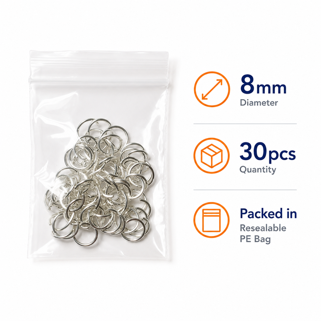 30pcs 8mm Silvery Open Jump Rings Jewelry Additions