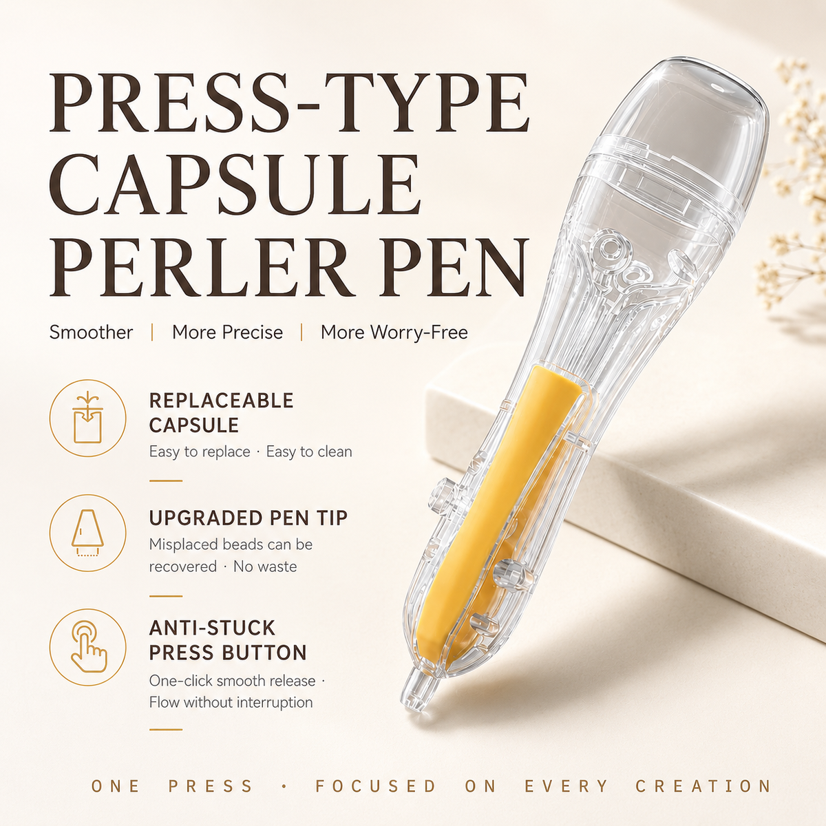 Capsule Fuse Beads Pen with 4 Capsules, Mini Fuse Bead Placement Tool