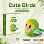 Green Budgie, Mini Brick Cute Bird