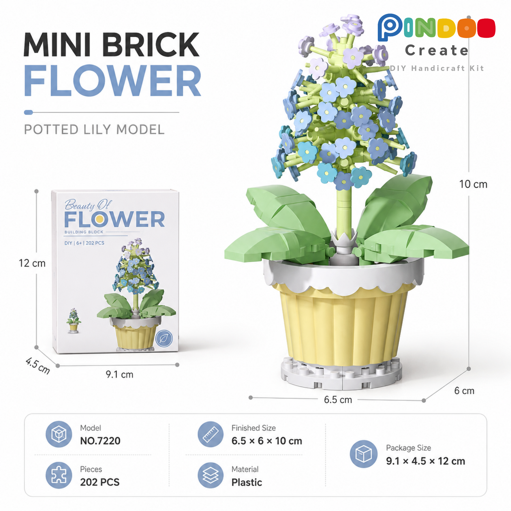 12 Cute Flower Building Kits, Mini Brick Flower Pot Collection