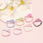 Pearlescent Gradient Enamel Cat Spring Gate Keyring, DIY Alloy Clasp