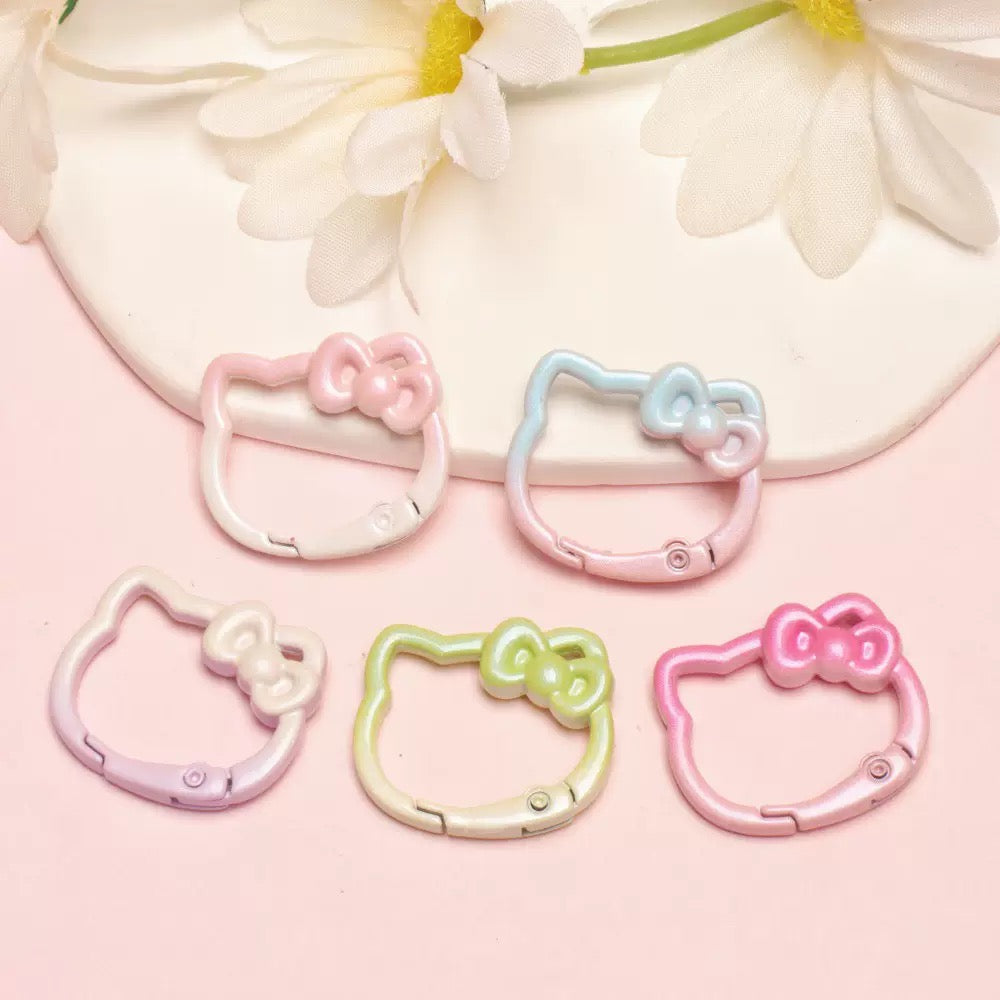 Pearlescent Gradient Enamel Cat Spring Gate Keyring, DIY Alloy Clasp