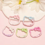 Pearlescent Gradient Enamel Cat Spring Gate Keyring, DIY Alloy Clasp