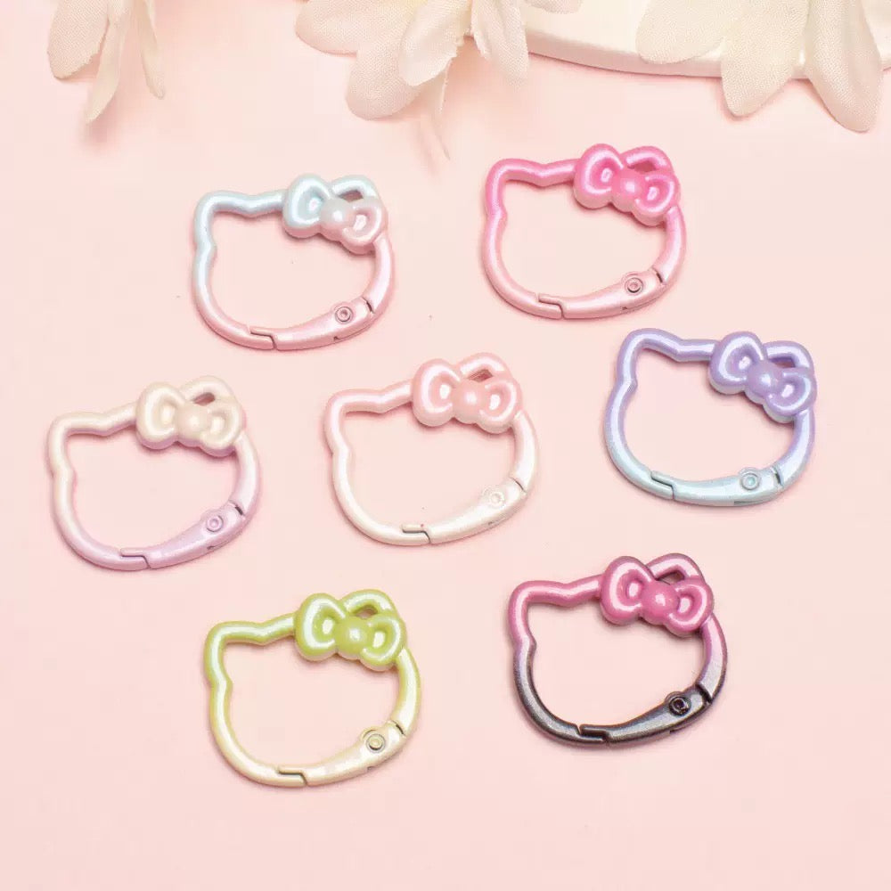 Pearlescent Gradient Enamel Cat Spring Gate Keyring, DIY Alloy Clasp