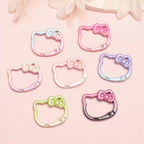 Pearlescent Gradient Enamel Cat Spring Gate Keyring, DIY Alloy Clasp