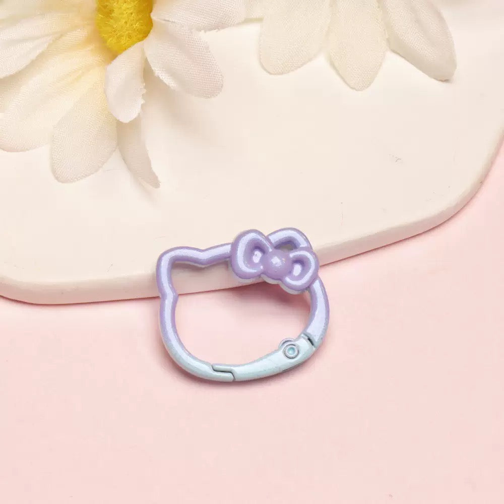 Pearlescent Gradient Enamel Cat Spring Gate Keyring, DIY Alloy Clasp