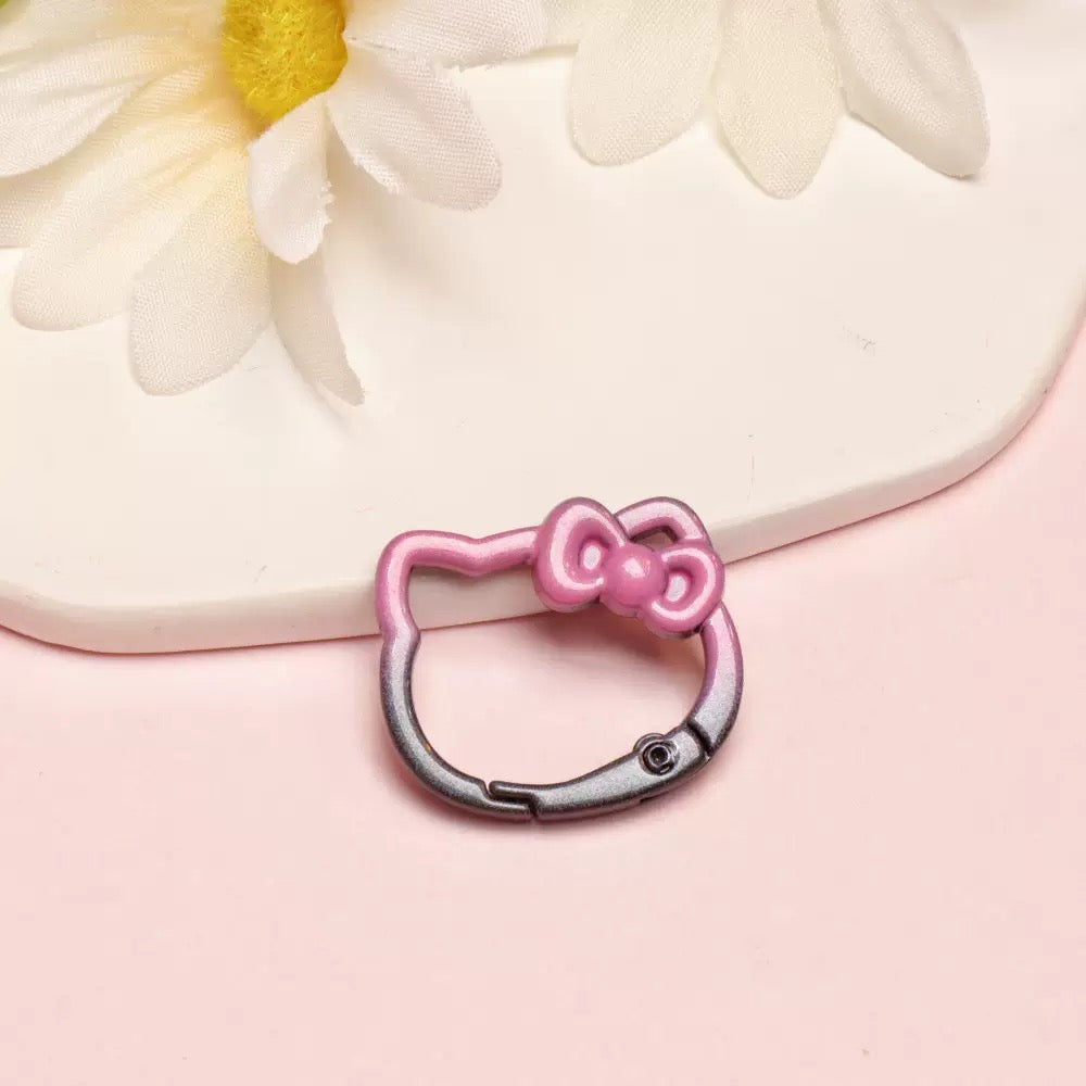 Pearlescent Gradient Enamel Cat Spring Gate Keyring, DIY Alloy Clasp