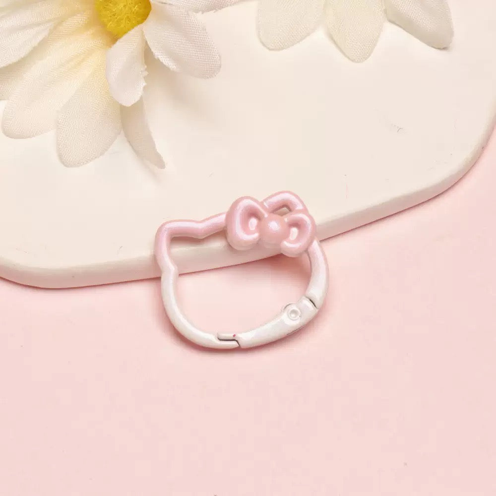 Pearlescent Gradient Enamel Cat Spring Gate Keyring, DIY Alloy Clasp