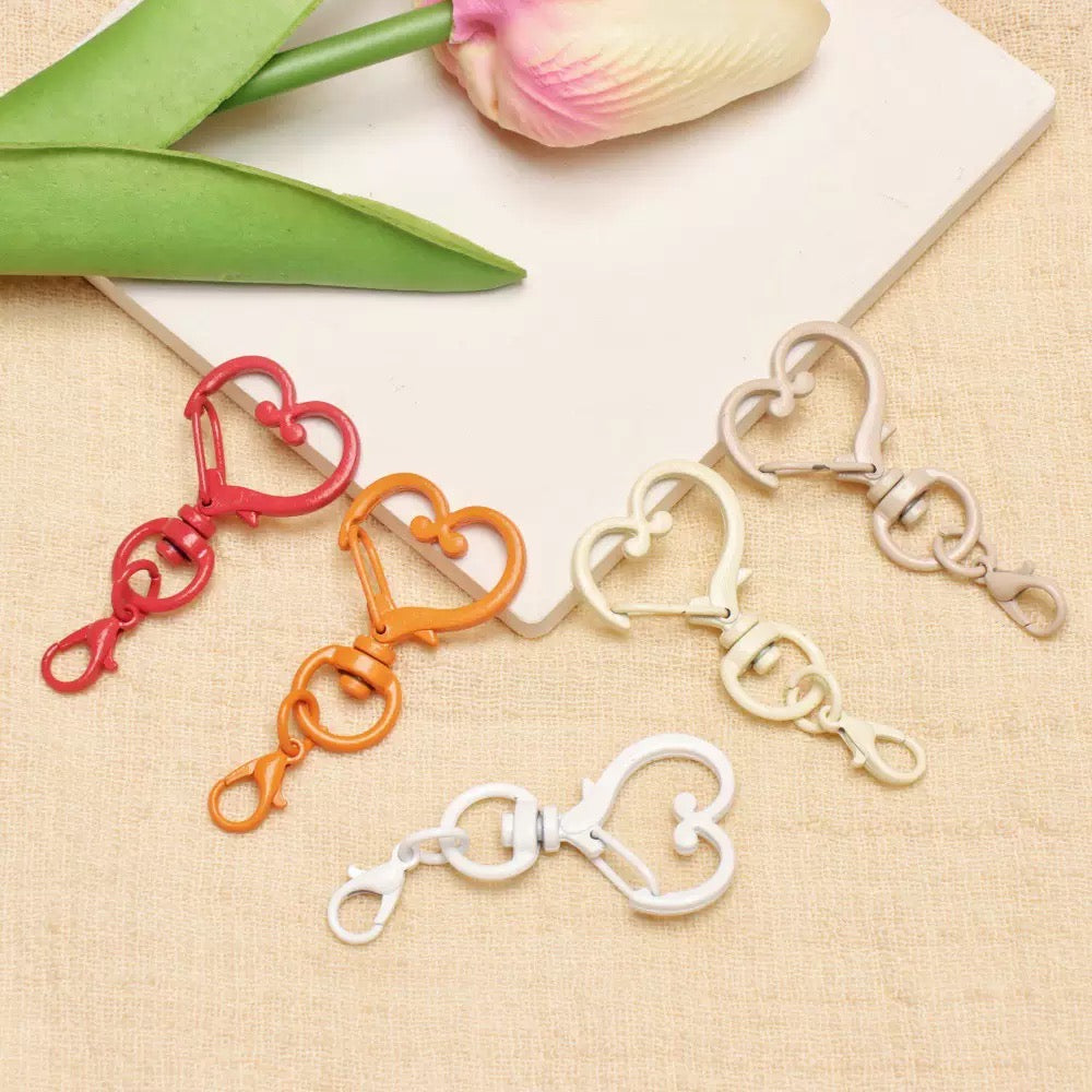 Light Pink Heart Spring Gate Keychain Clasp, DIY Craft Accessory