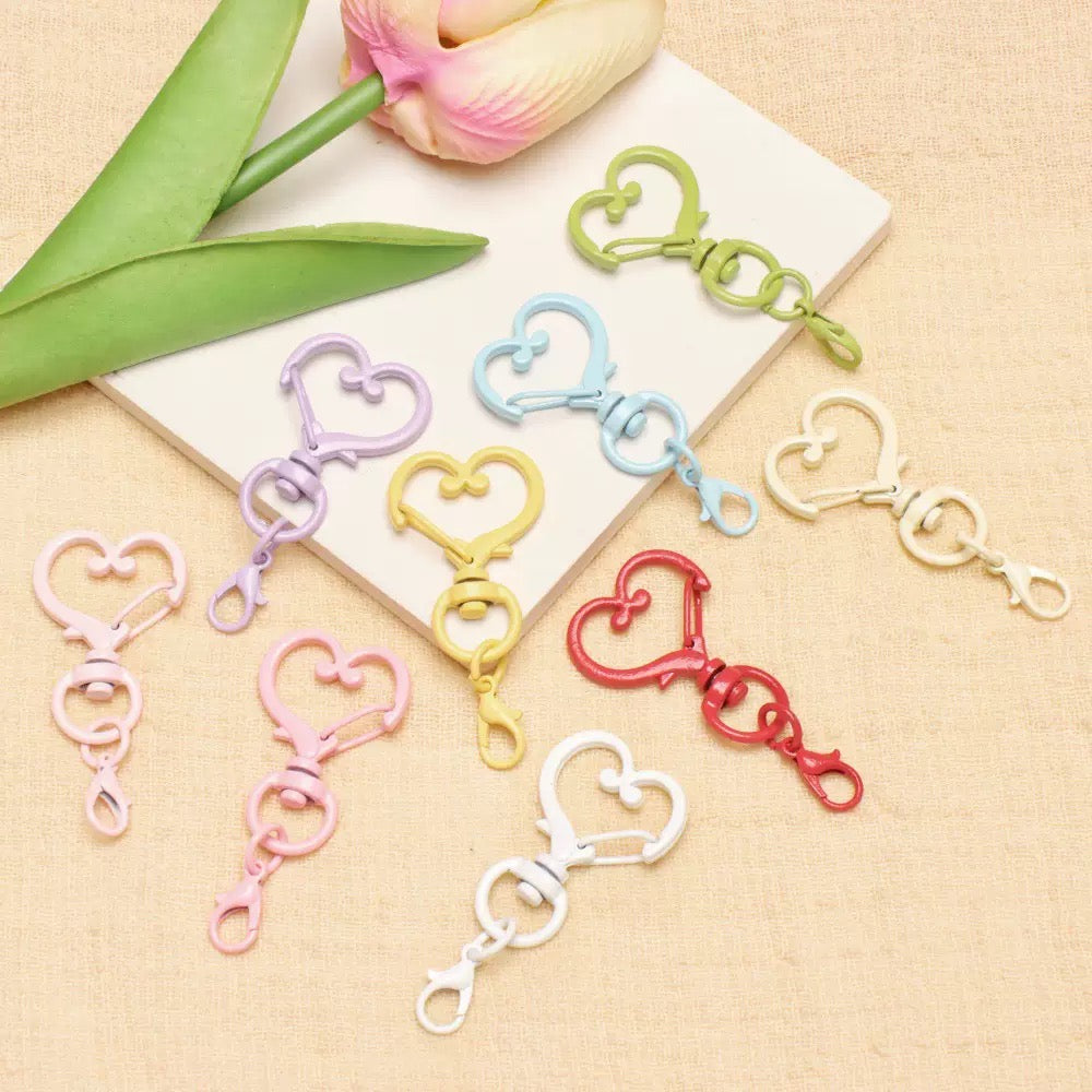 Light Pink Heart Spring Gate Keychain Clasp, DIY Craft Accessory