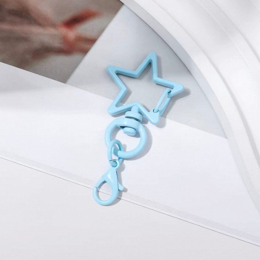 Baby Blue Star Keychain Clasp, Painted Metal Lobster Clasp for DIY Crafts Bag Charms