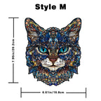Mystic Cat Wooden Puzzle, Colorful Shaped Jigsaw in Gift Box