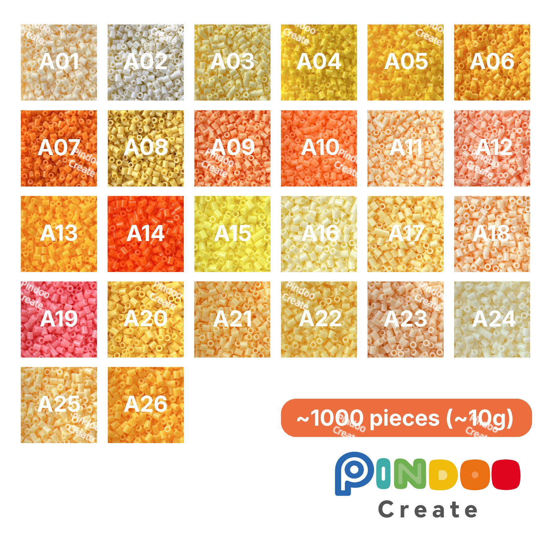 Yellow, Cream and Orange 2.6mm Mini Fuse Beads 10g Refill / Approx. 1,000 Beads