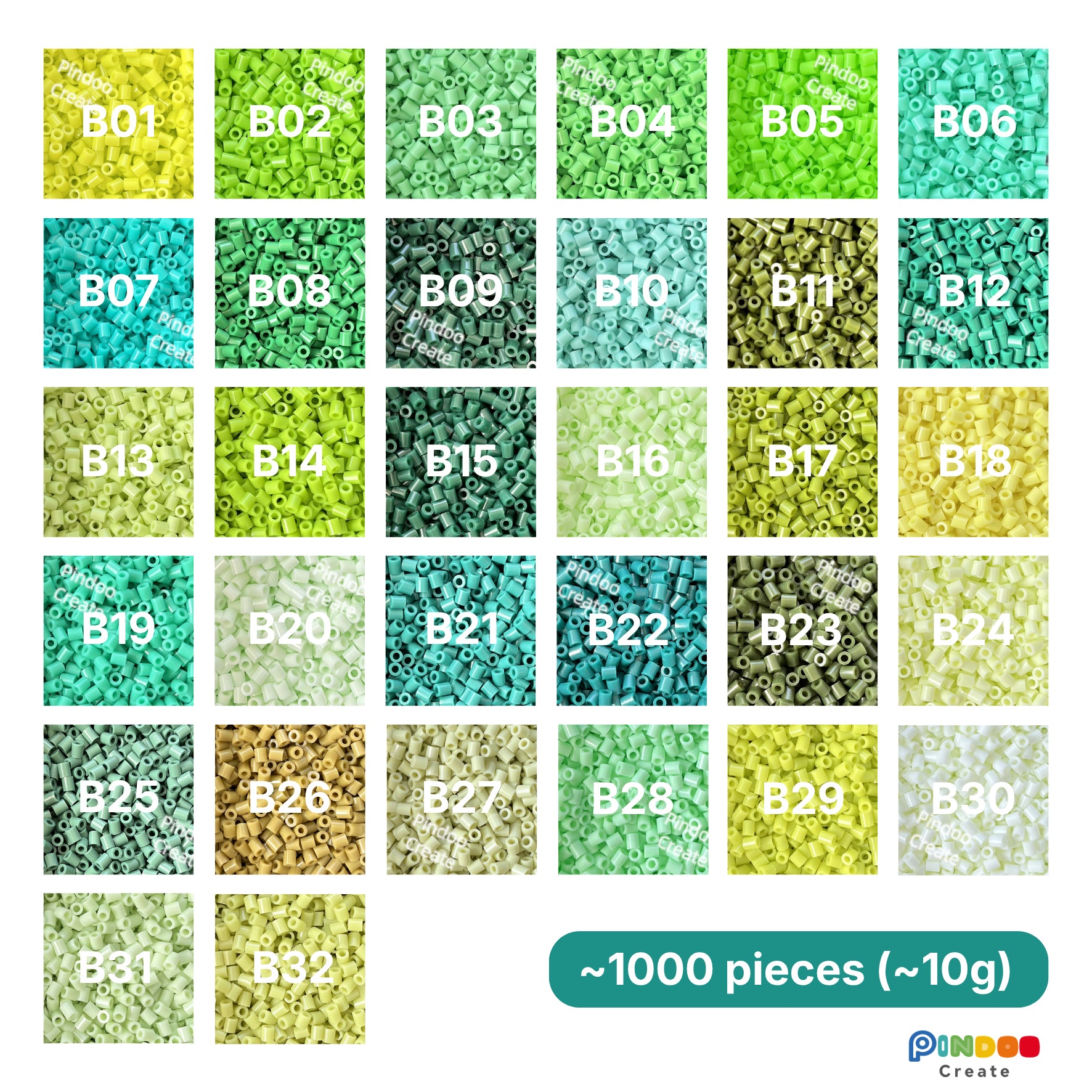 Green Color Series 2.6mm Mini Fuse Beads 10g Refill / Approx. 1,000 Beads