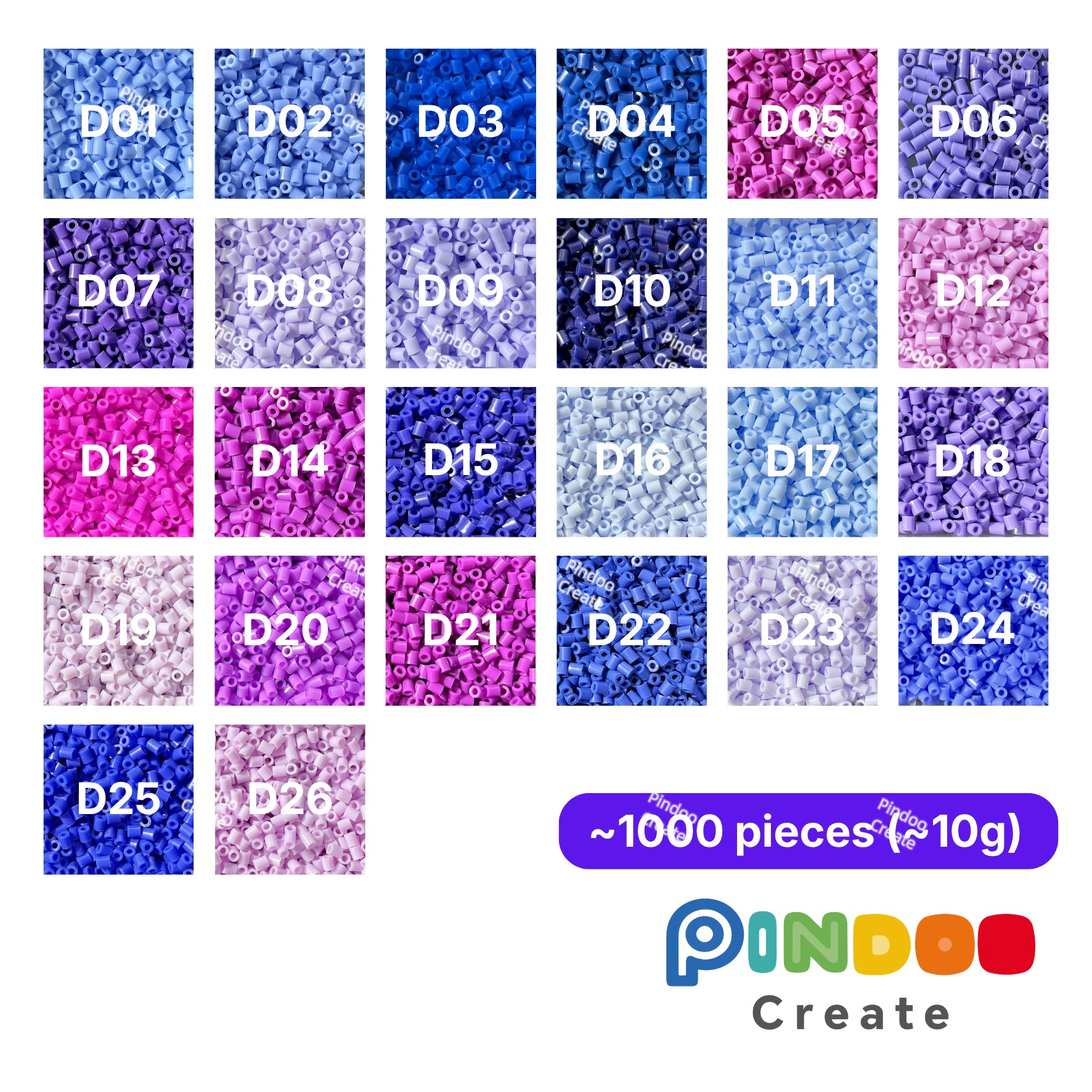 Purple and Lavender 2.6mm Mini Fuse Beads 10g Refill / Approx. 1,000 Beads
