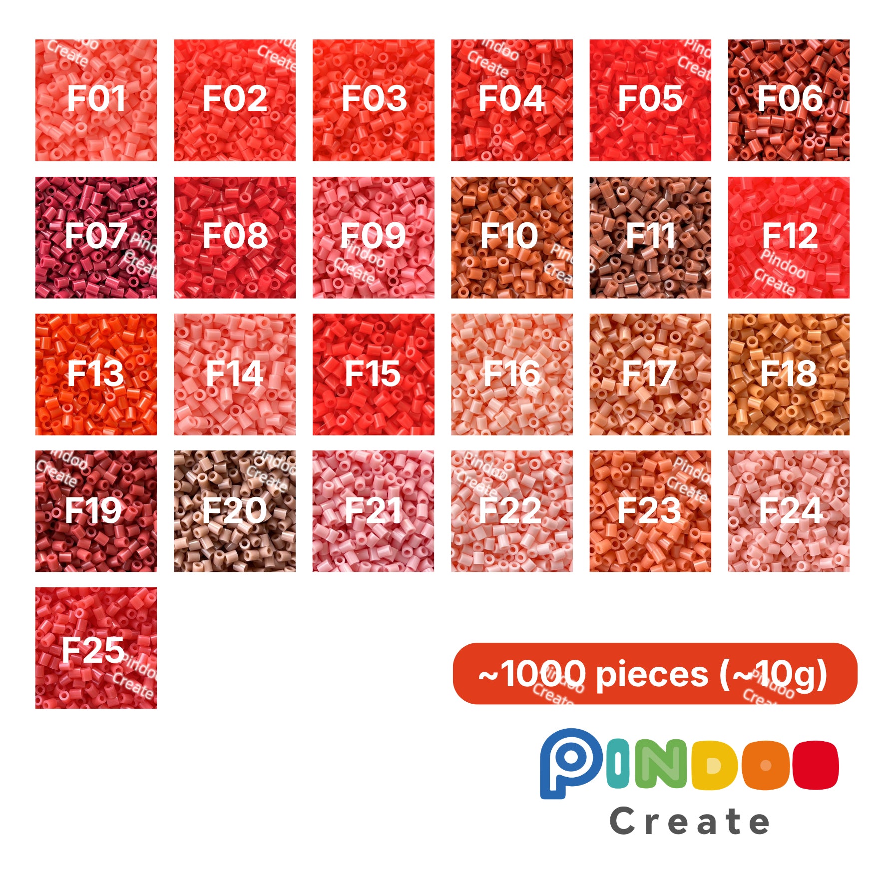 Red, Coral and Terracotta 2.6mm Mini Fuse Beads 10g Refill / Approx. 1,000 Beads