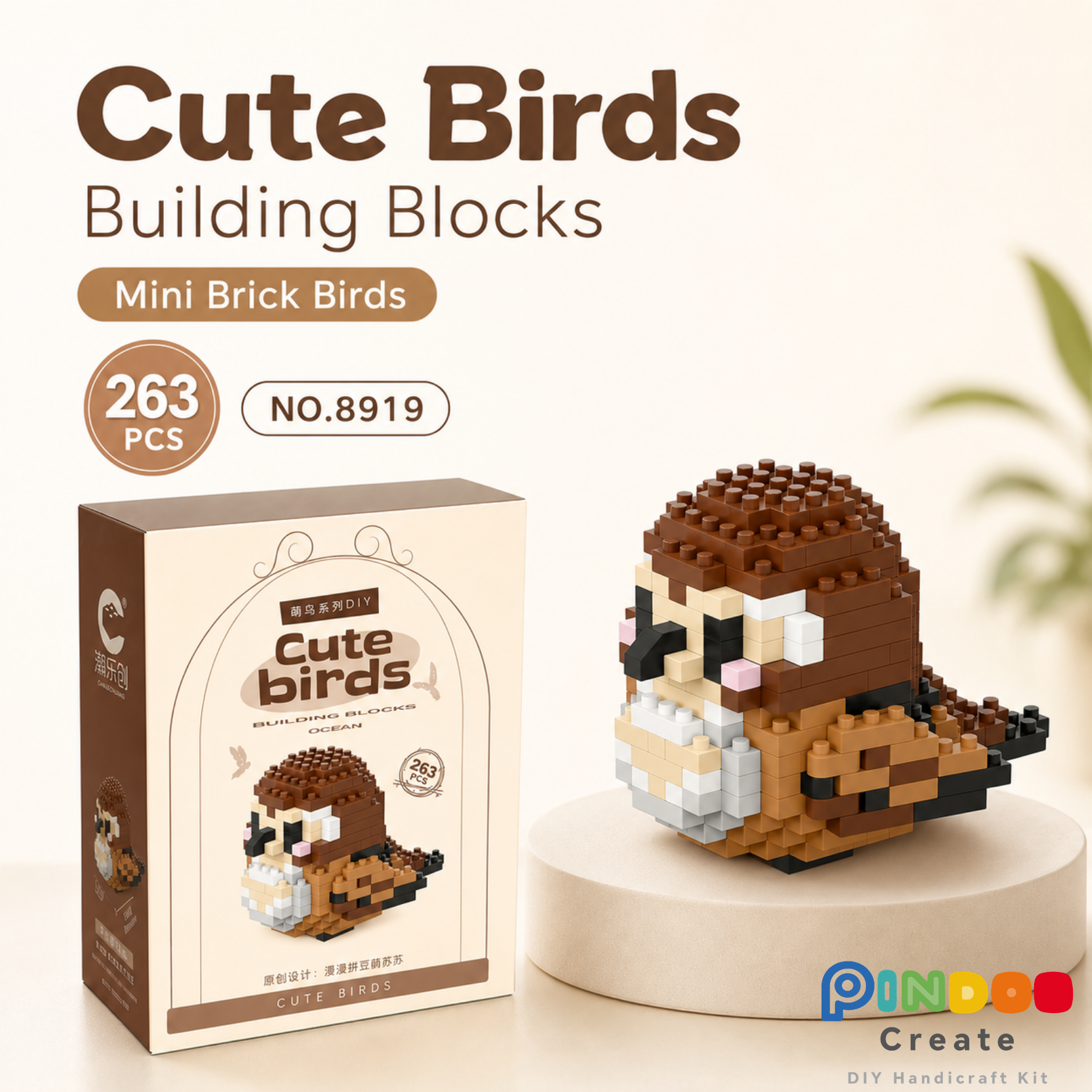 Mini Brick Birds Collection, 12 Cute Bird Building Kits