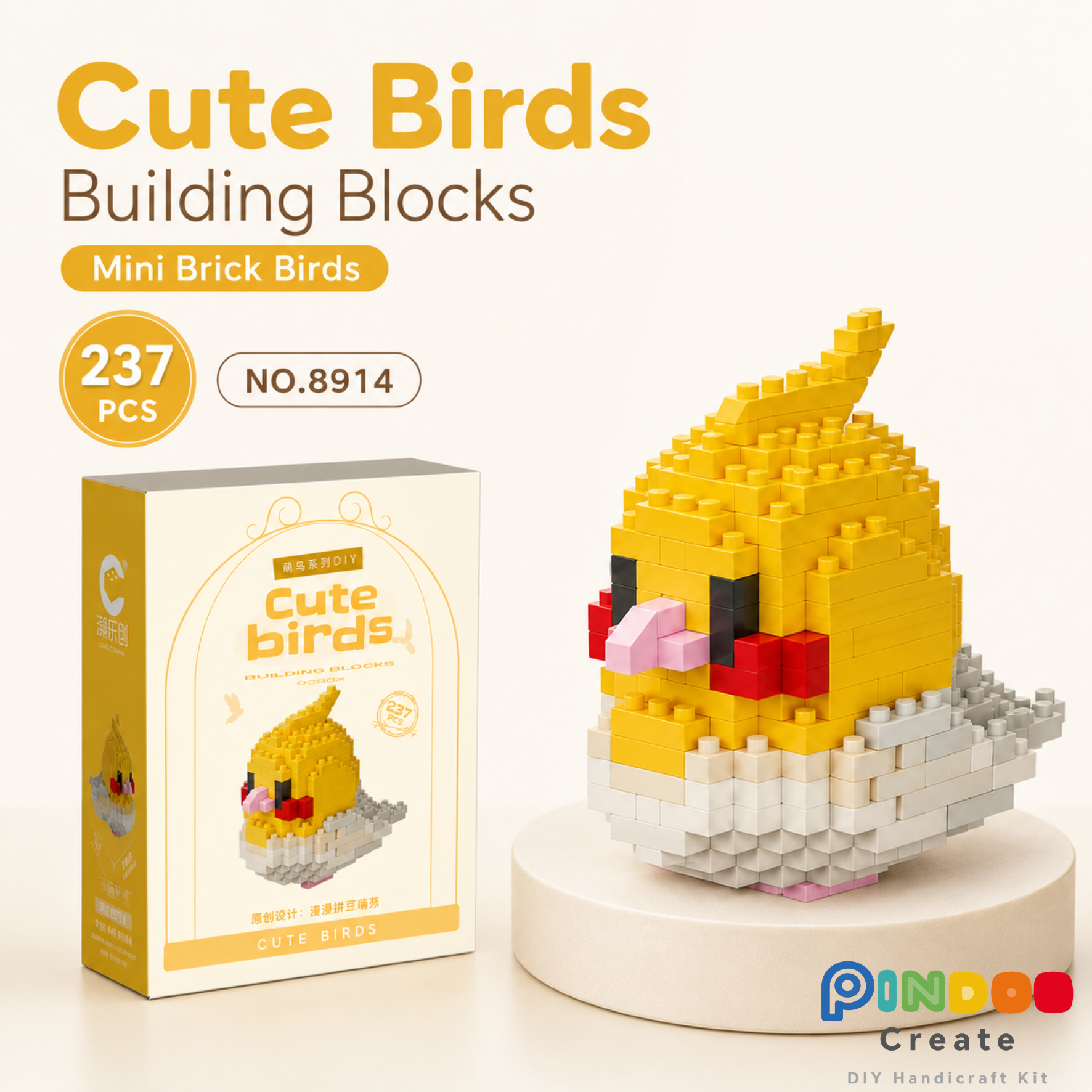 Mini Brick Birds Collection, 12 Cute Bird Building Kits