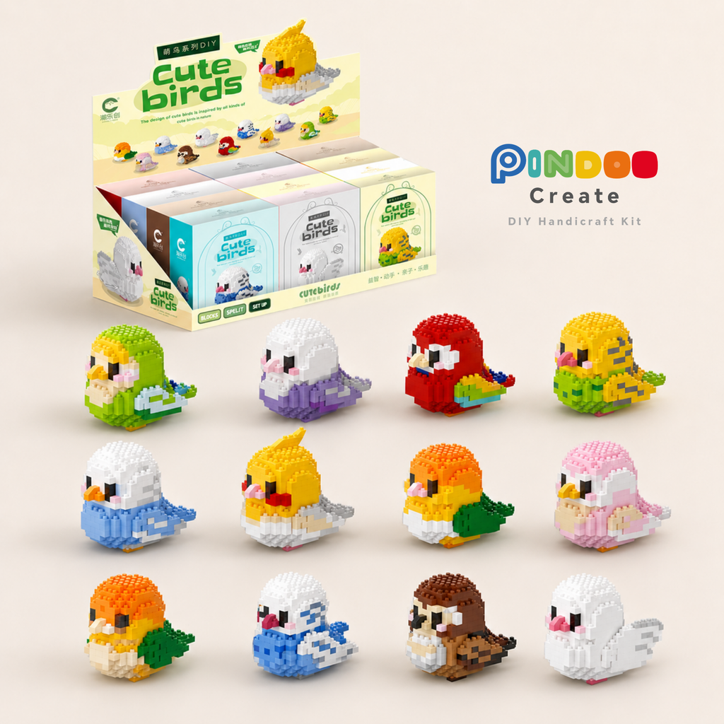 Mini Brick Birds Collection, 12 Cute Bird Building Kits